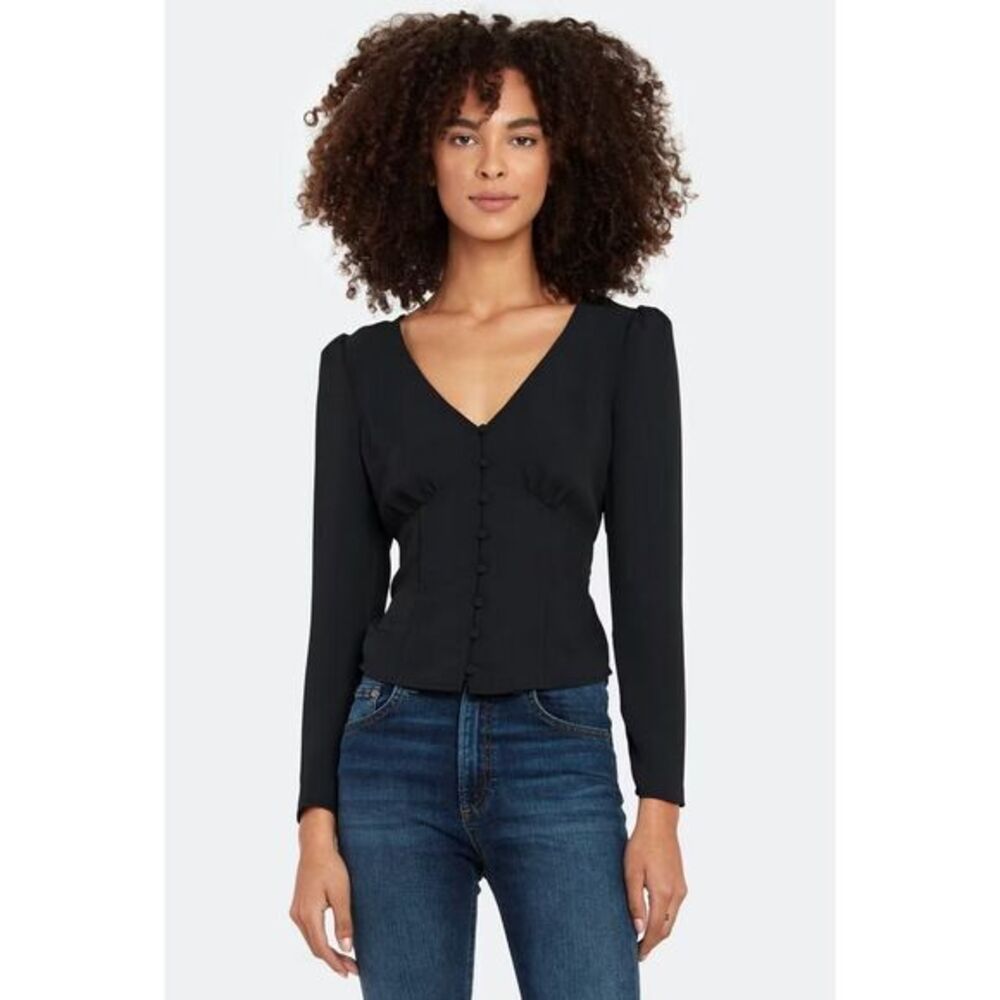 NEW Billie the‎ Label Jacinda Puff Sleeve Top, Black, Large